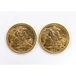 British gold coins - Two QEII gold sovereigns, 1974, near UNC, (S4204)