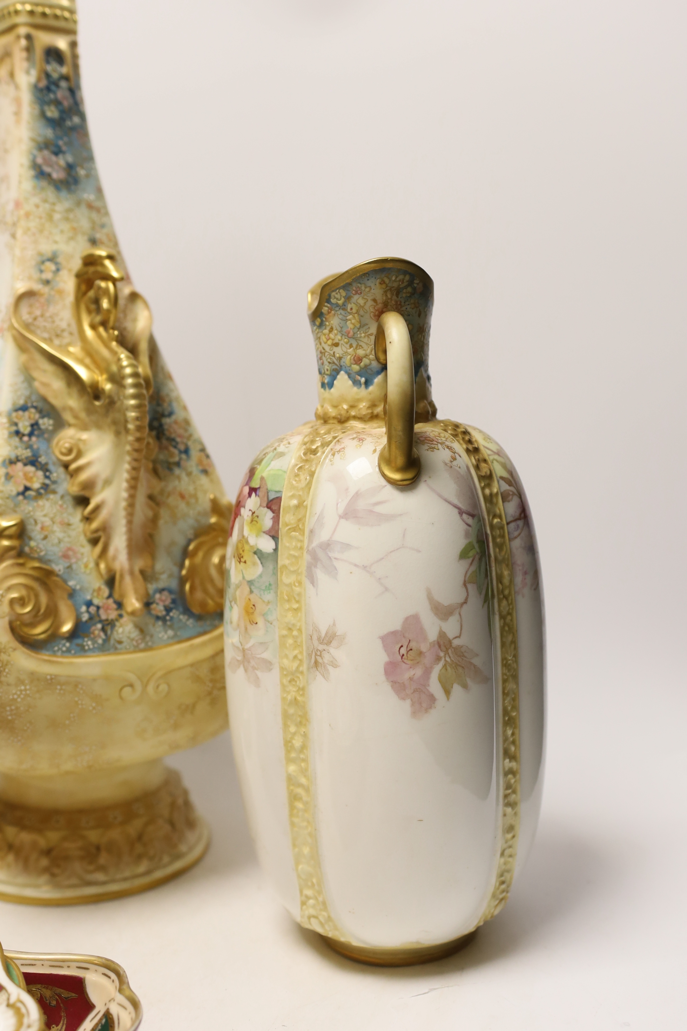 A large Doulton Burslem vase, c.1900 possibly made for Exhibition, a similar lobed vase, a Royal - Image 6 of 7