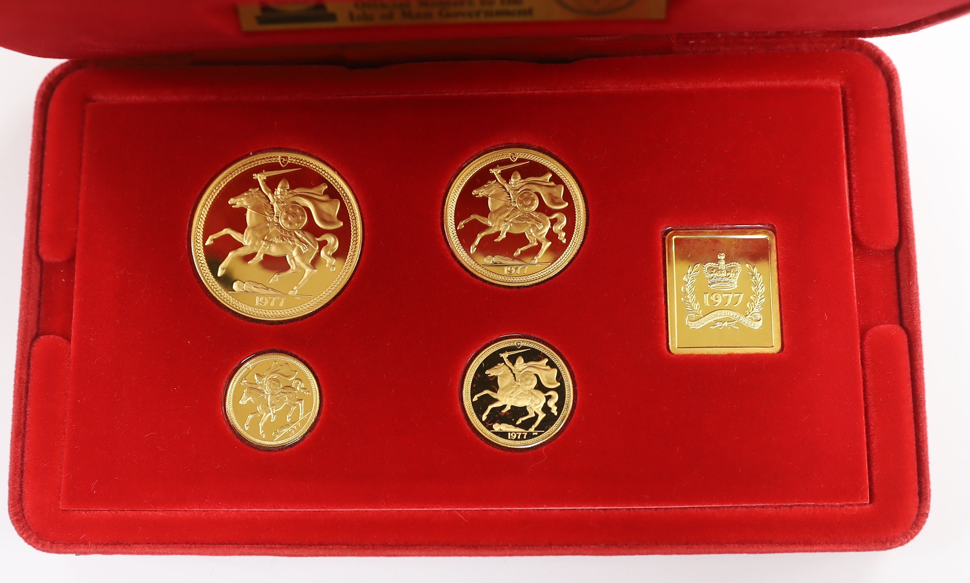 Gold coins - Isle of Man proof gold coin set, comprising half sovereign, sovereign, £2 and £5 coins, - Image 2 of 5
