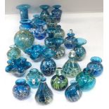A collection of twenty five Mdina glass vases, bottles and ornaments, sea and sand colour
