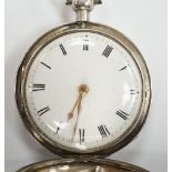 A George III silver hunter keywind duplex pocket watch, by Barwise of London, with Roman dial and