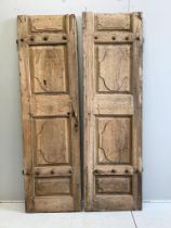 A pair of 19th century Continental fruitwood doors, with iron studwork decoration, each door width