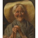 Pompeo Massani (Italian, 1850-1920), oil on canvas, Portrait of an elderly lady, signed, largest