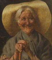 Pompeo Massani (Italian, 1850-1920), oil on canvas, Portrait of an elderly lady, signed, largest