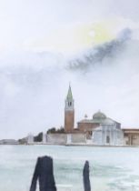 John Fisher (b.1938), watercolour, Venetian scene, signed and dated '90, 24 x 18cm
