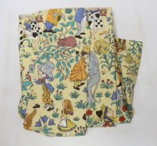 A late 1980’s vintage curtain of Alice in Wonderland, design originally by C. F. A. Voysey;