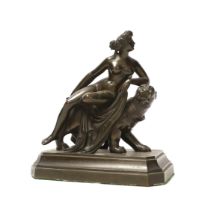 After Johann Heinrich von Dannecker (1758-1841), a bronze group of Ariadne seated on a panther,