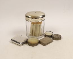 A large hammered silver vesta case by Sampson Mordan & Co., London 1900, 56mm, a small engine turned