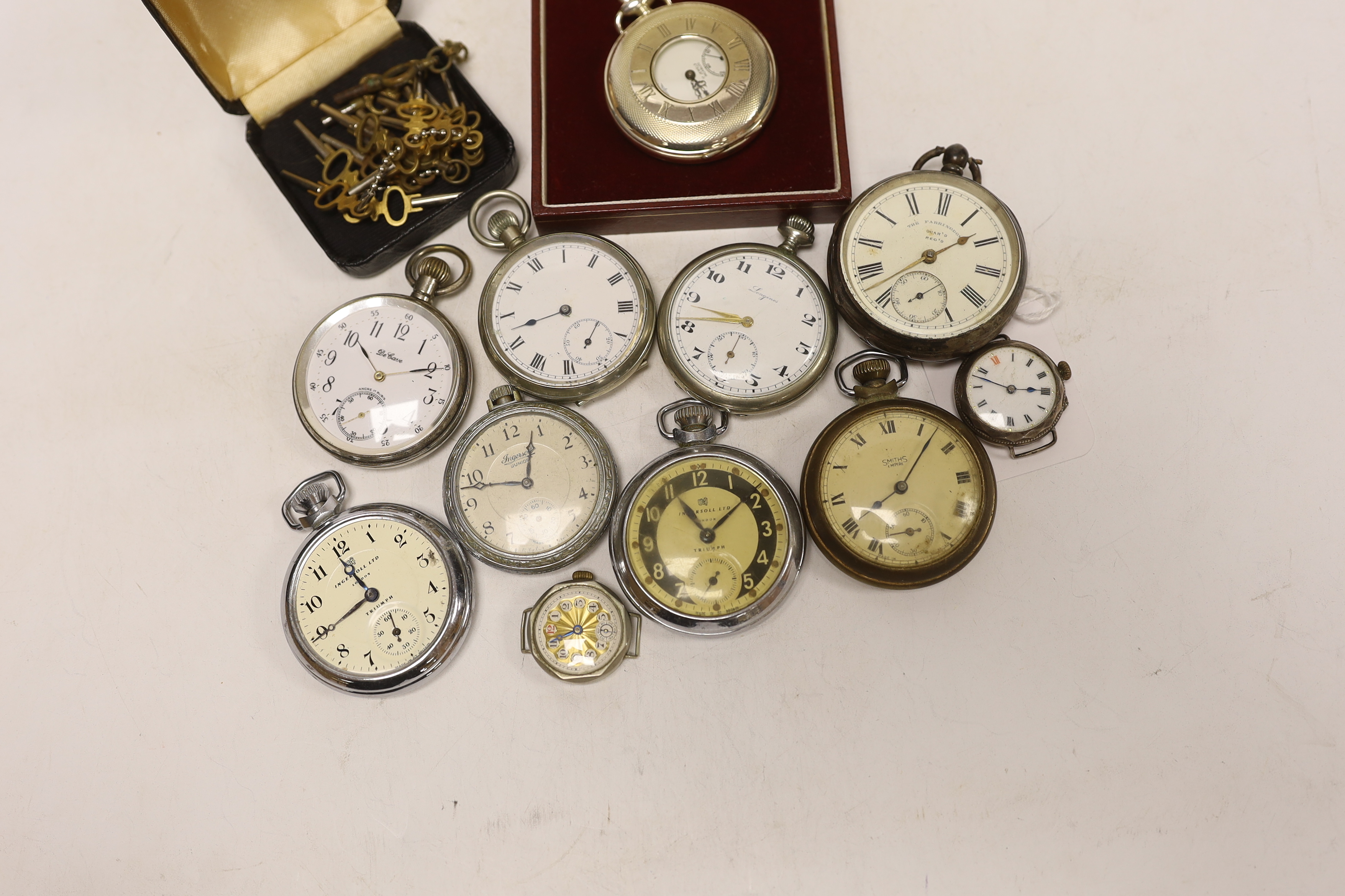 Assorted pocket watches including Ingersoll, Longines and silver open face, two wrist watches and - Bild 2 aus 3