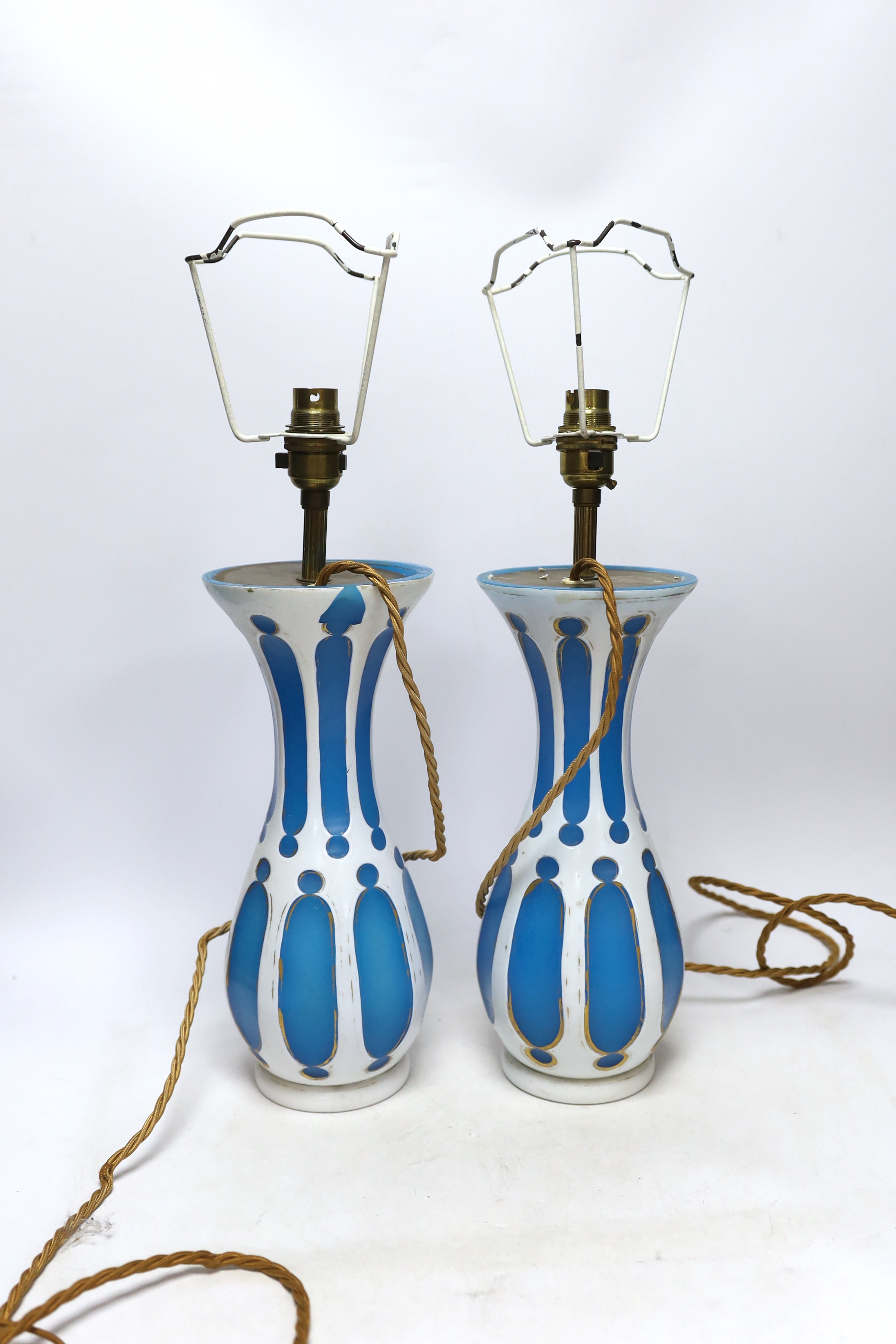 A pair of Bohemian overlaid glass vases, mounted as lamps, - Image 2 of 4
