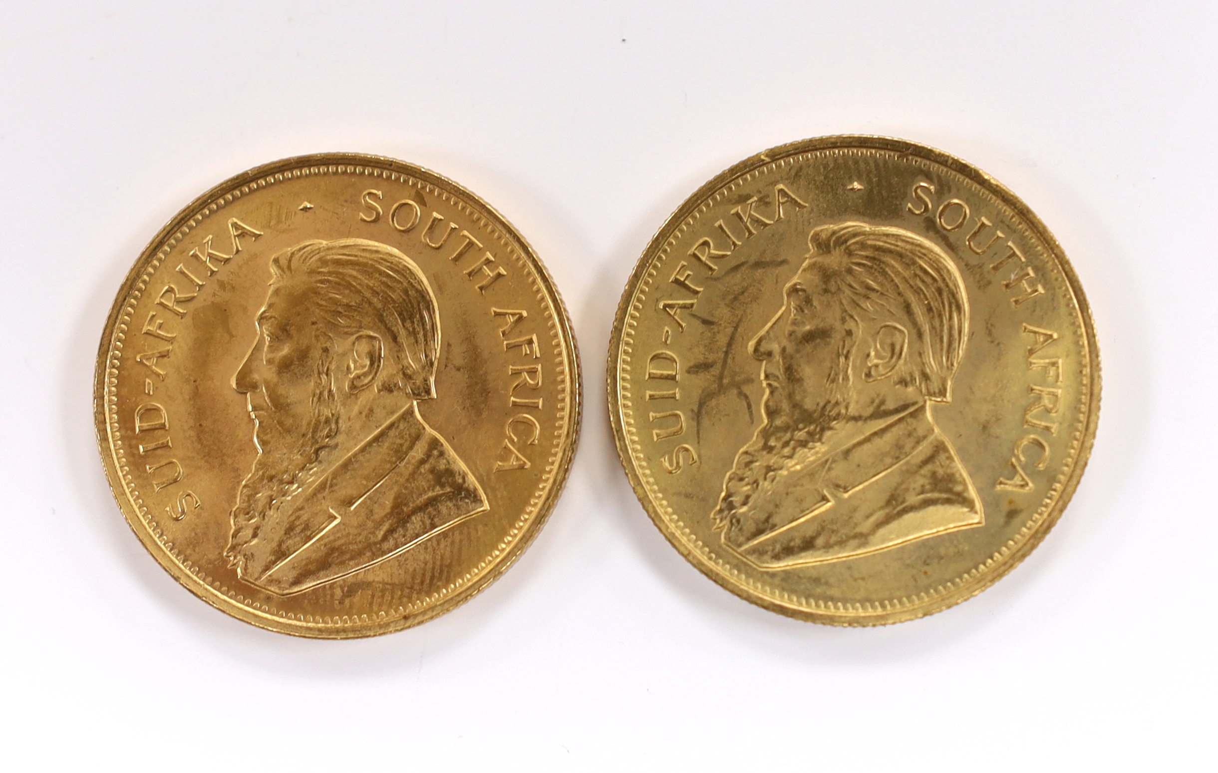 Gold coins, South Africa, two gold 1oz. Krugerrands, 1975, near UNC (2oz.) - Image 2 of 2