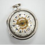 A late 18th century French white metal keywind verge open face pocket watch for the Turkish