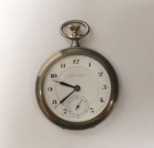 A Swiss 900 standard white metal cased Ulysse Nardin keyless open face dress pocket watch, with