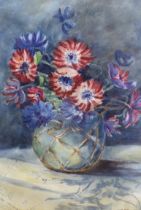 Lilian Bird, watercolour, Still life of flowers in a vase, signed, 37 x 26cm