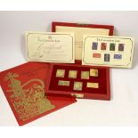 Hallmark Replicas Ltd. silver gilt Coronation issue stamp replicas, cased