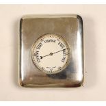 A nickel cased Goliath pocket barometer, in silver mounted travelling case, London, 1897, 11.1cm.