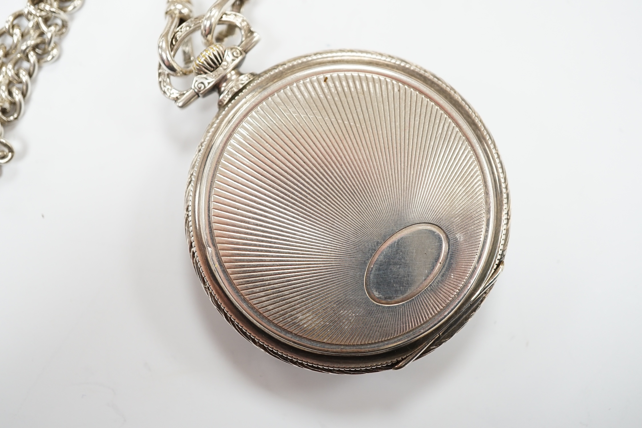 A German 900 standard cased Omega keyless open face dress pocket watch, with Arabic dial and - Image 7 of 7