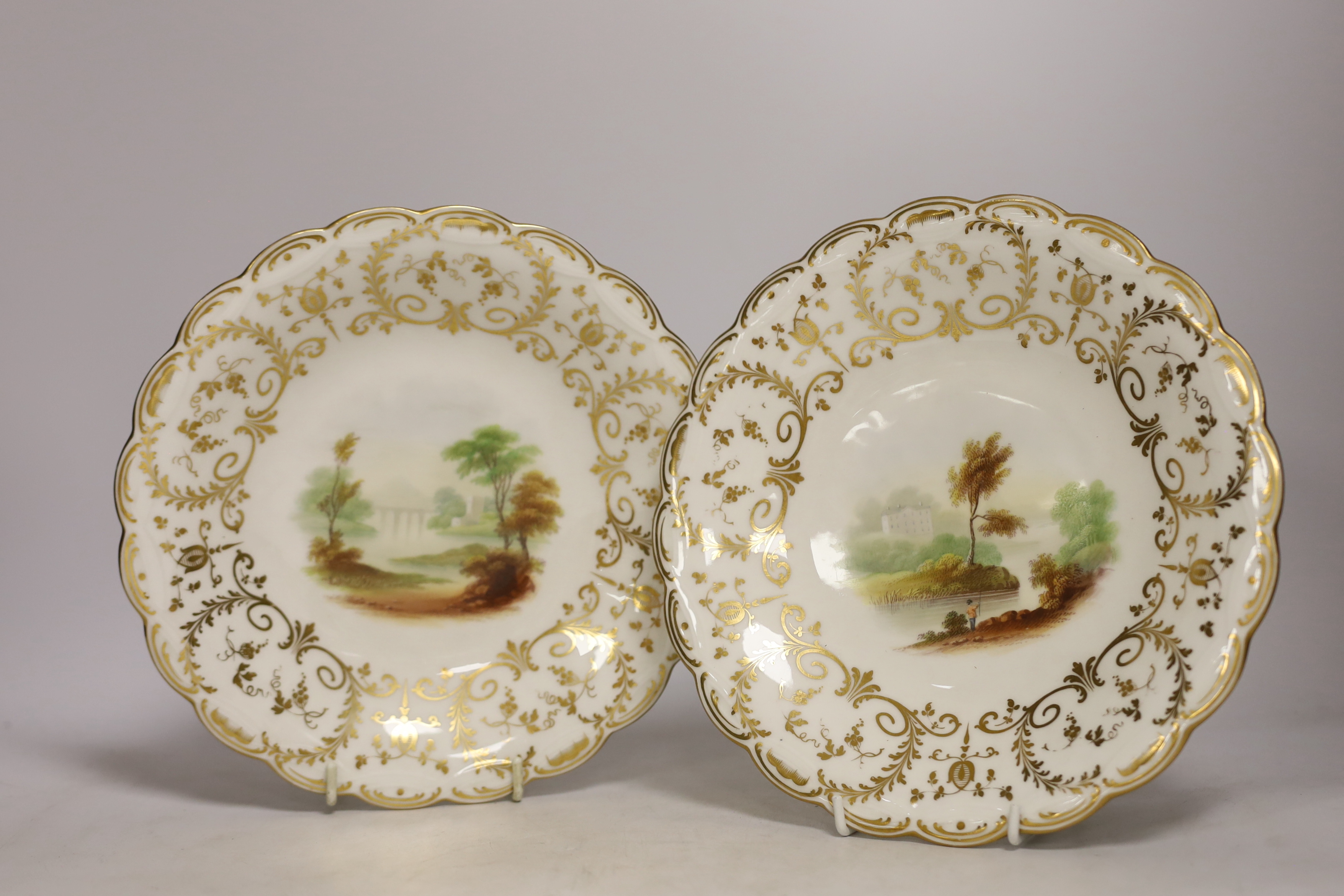 A Minton porcelain landscape painted dessert service, c.1850 - Image 3 of 5