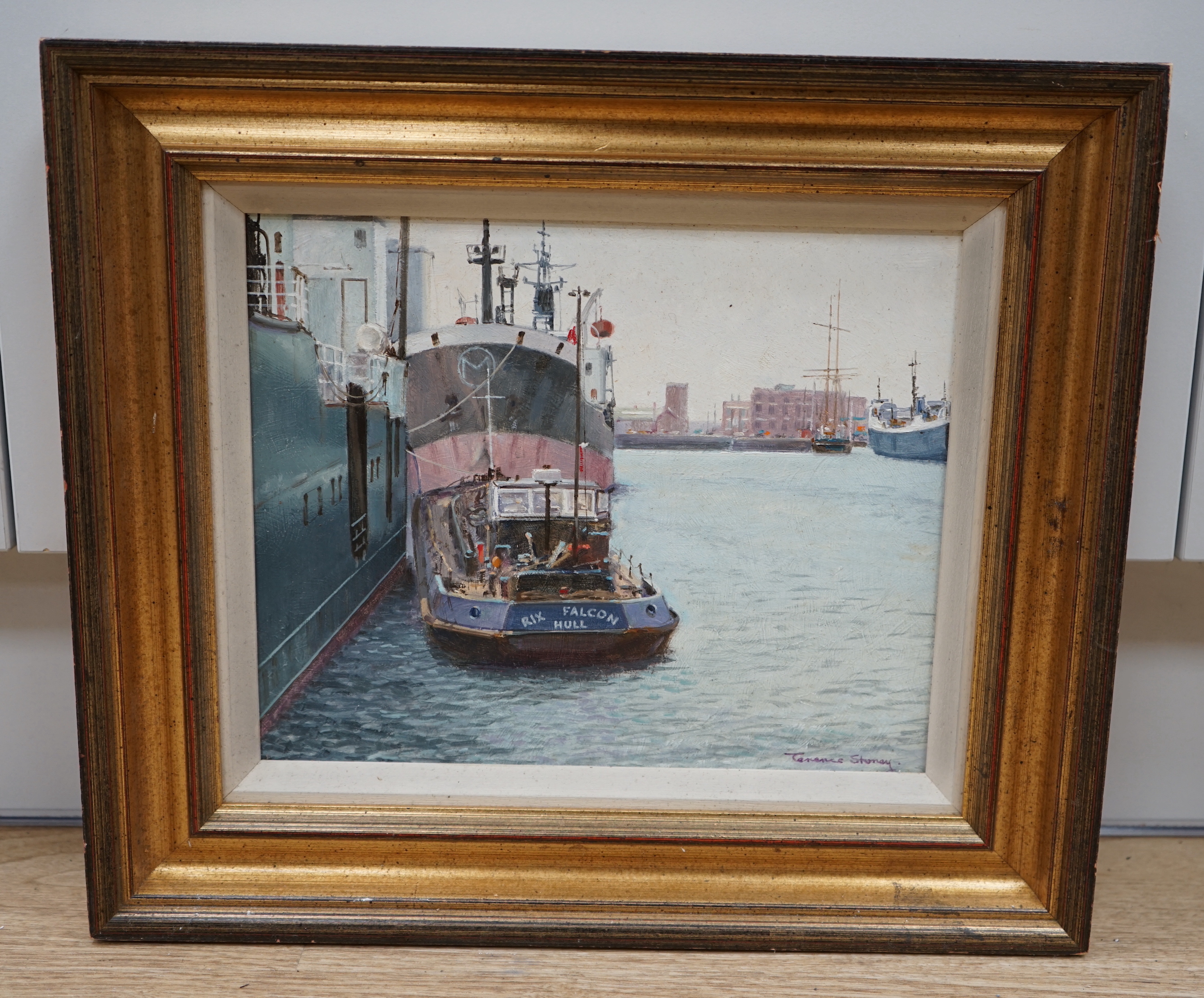 Terence Storey (b.1923-), oil on board, Tug boat in Falmouth harbour, signed, 23 x 29cm - Image 5 of 7