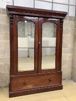 A Victorian mahogany mirrored compactum wardrobe, width 150cm, depth 60cm, height 211cm