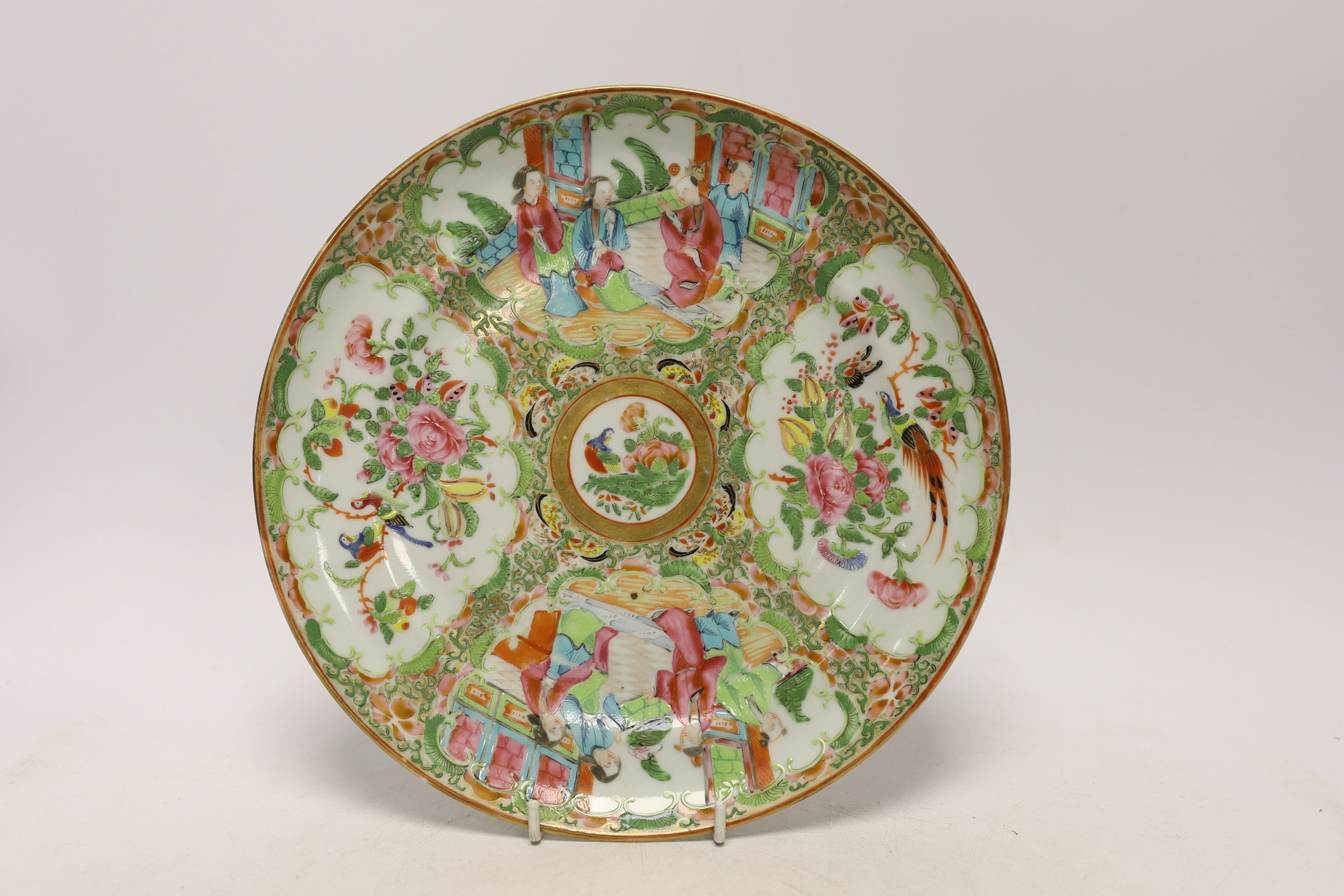 A late 18th century Chinese famille rose plate and a 19th century famille rose plate another, - Image 4 of 5