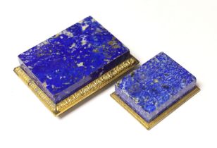 Two lapis lazuli and ormolu mounted paperweights