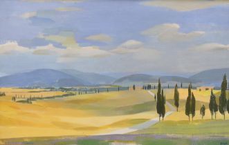 Perry Yapp, oil on canvas, French landscape, signed, 49 x 79cm
