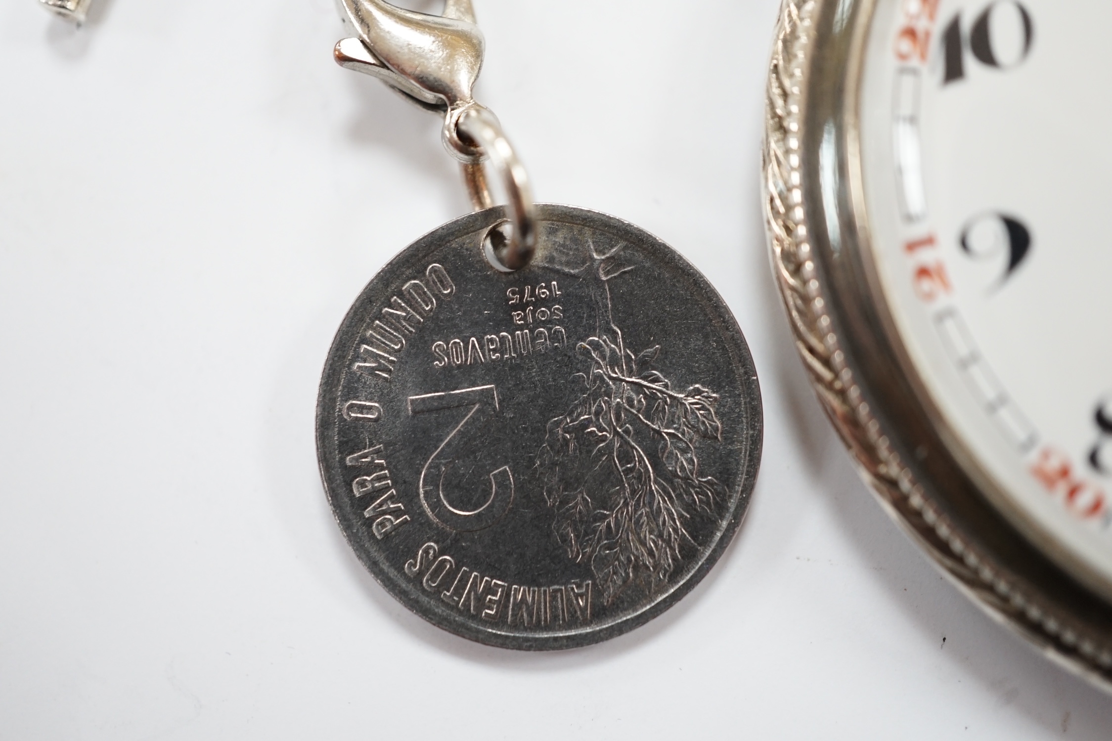 A German 900 standard cased Omega keyless open face dress pocket watch, with Arabic dial and - Image 5 of 7