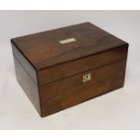 A Victorian rosewood sewing box with slide drawer