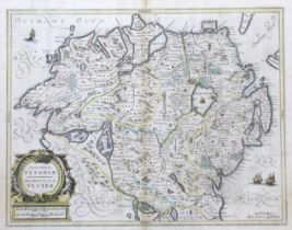 Johannes Jansson (Dutch, 1588-1664), hand-coloured map, The Province of Ulster, Northern Ireland,