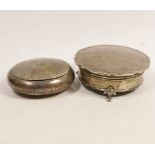 A Victorian silver tobacco box, London, 1873, 76mm and a late silver mounted trinket box.