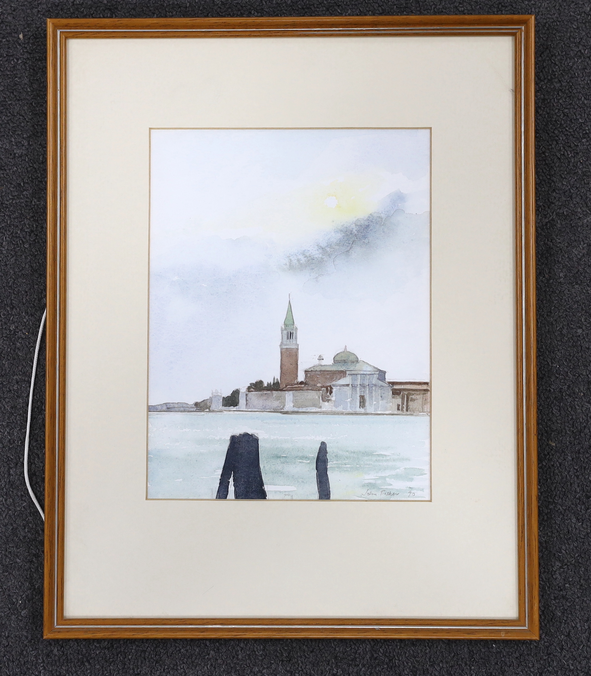 John Fisher (b.1938), watercolour, Venetian scene, signed and dated '90, 24 x 18cm - Image 2 of 3