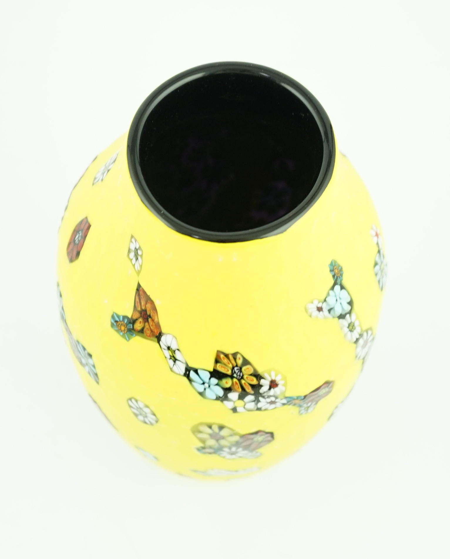 ** ** Vittorio Ferro (1932-2012) A Murano glass Murrine vase, the yellow battuto ground, decorated - Image 4 of 5