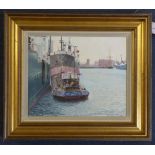 Terence Storey (b.1923-), oil on board, Tug boat in Falmouth harbour, signed, 23 x 29cm