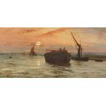 Charles H. Miller (American, 1842-1922), oil on canvas, Dusk-lit marine view, inscribed 'The