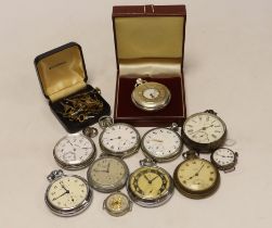 Assorted pocket watches including Ingersoll, Longines and silver open face, two wrist watches and