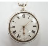 An early Victorian silver pair cased keywind pocket watch, by Curran of Dublin, with Roman dial