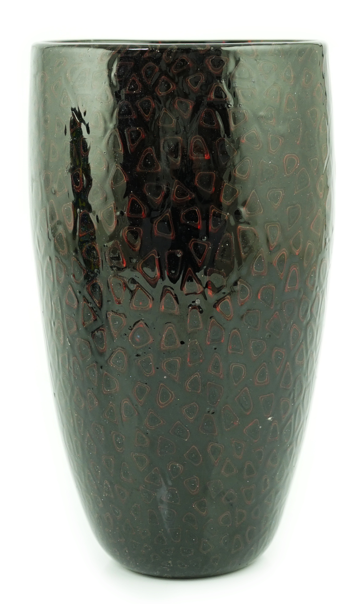 ** ** Vittorio Ferro (1932-2012) A Murano glass Murrine vase, in dark red and blue, unsigned, 24.