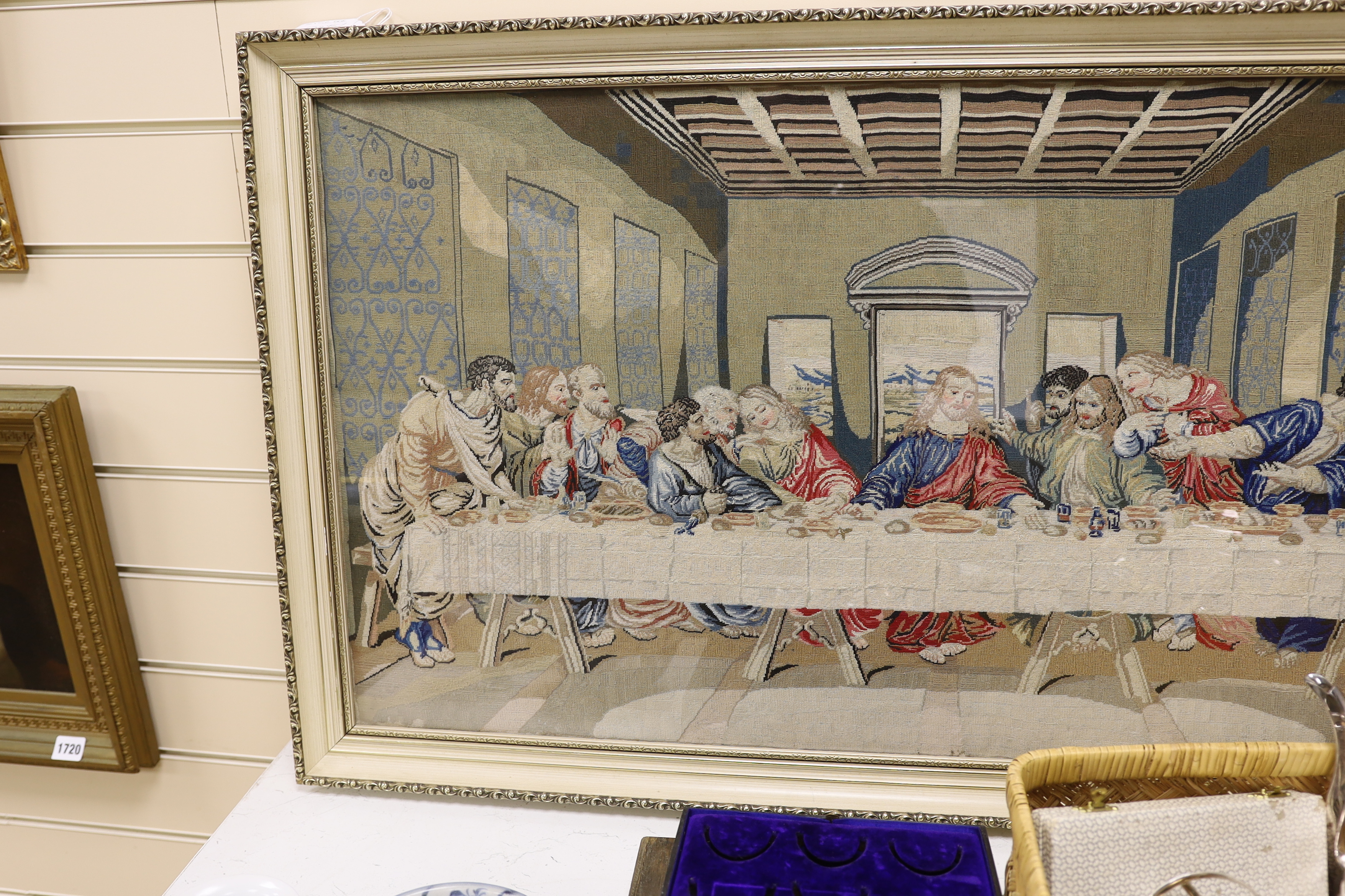 A 20th century fine petit point embroidery of 'The Last Supper', based on Leonardo Da Vinci’s oil - Image 2 of 3