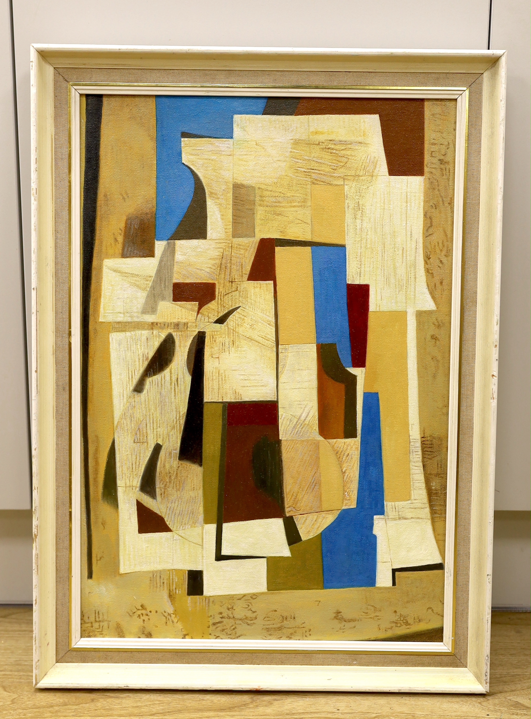 Manner of Ben Nicholson (1894-1982), oil on canvas board, Abstract composition geometric shapes, - Bild 2 aus 3