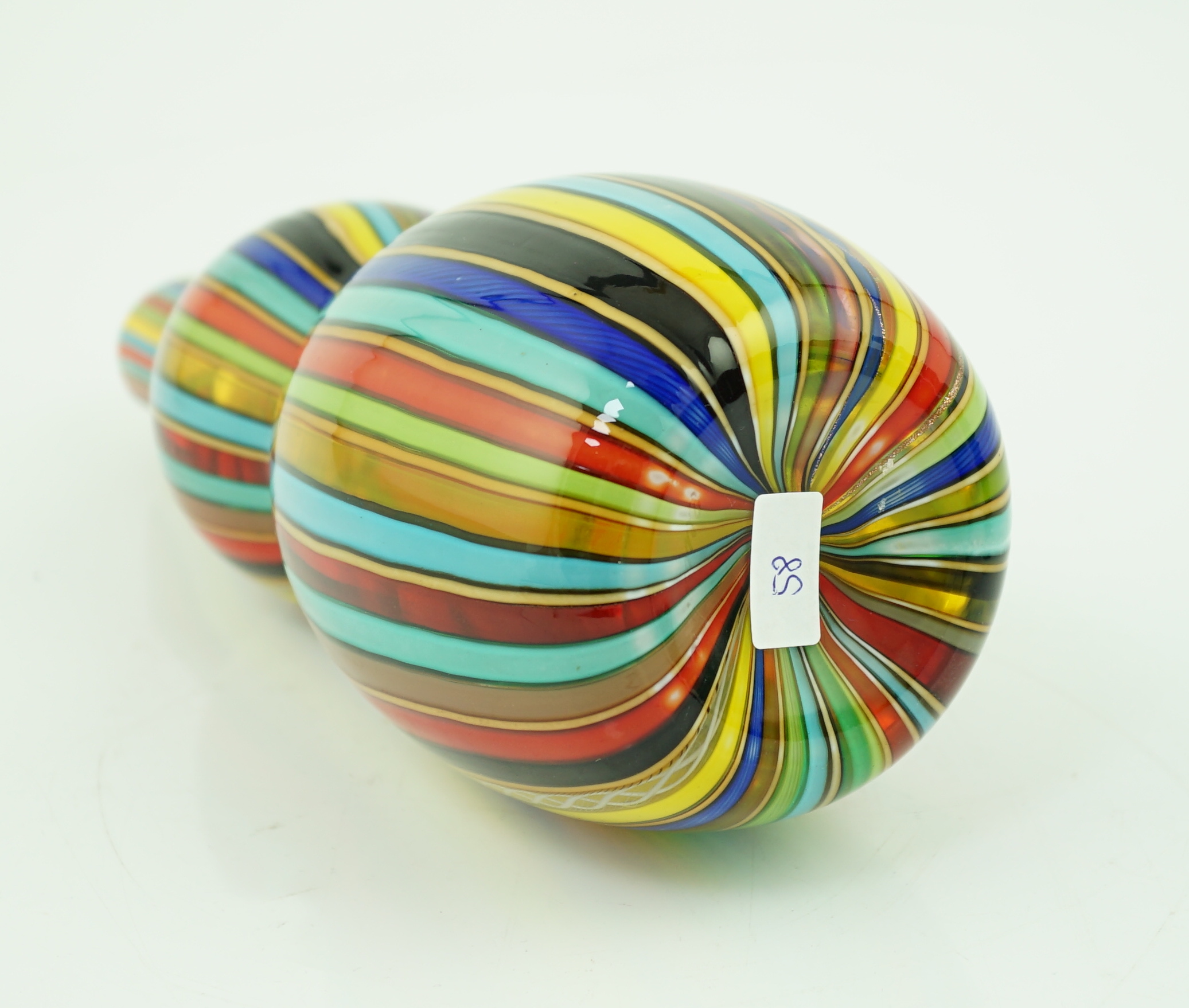 ** ** Vittorio Ferro (1932-2012) A Murano glass Murrine vase, double gourd shaped, with vertical - Image 4 of 4