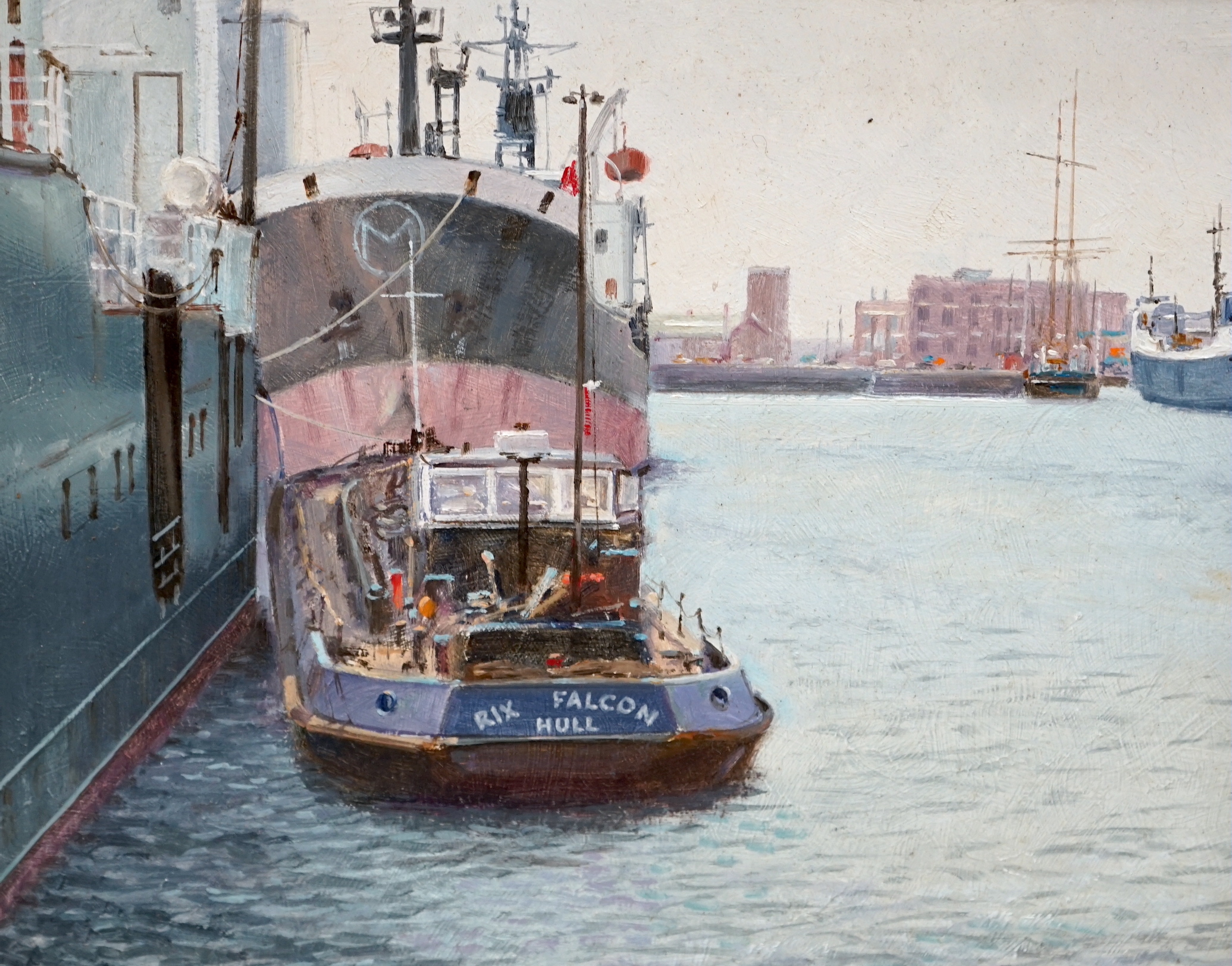 Terence Storey (b.1923-), oil on board, Tug boat in Falmouth harbour, signed, 23 x 29cm - Image 4 of 7
