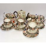 A group of Imari pattern teawares including Royal Staffordshire and Crown Derby