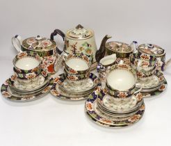 A group of Imari pattern teawares including Royal Staffordshire and Crown Derby