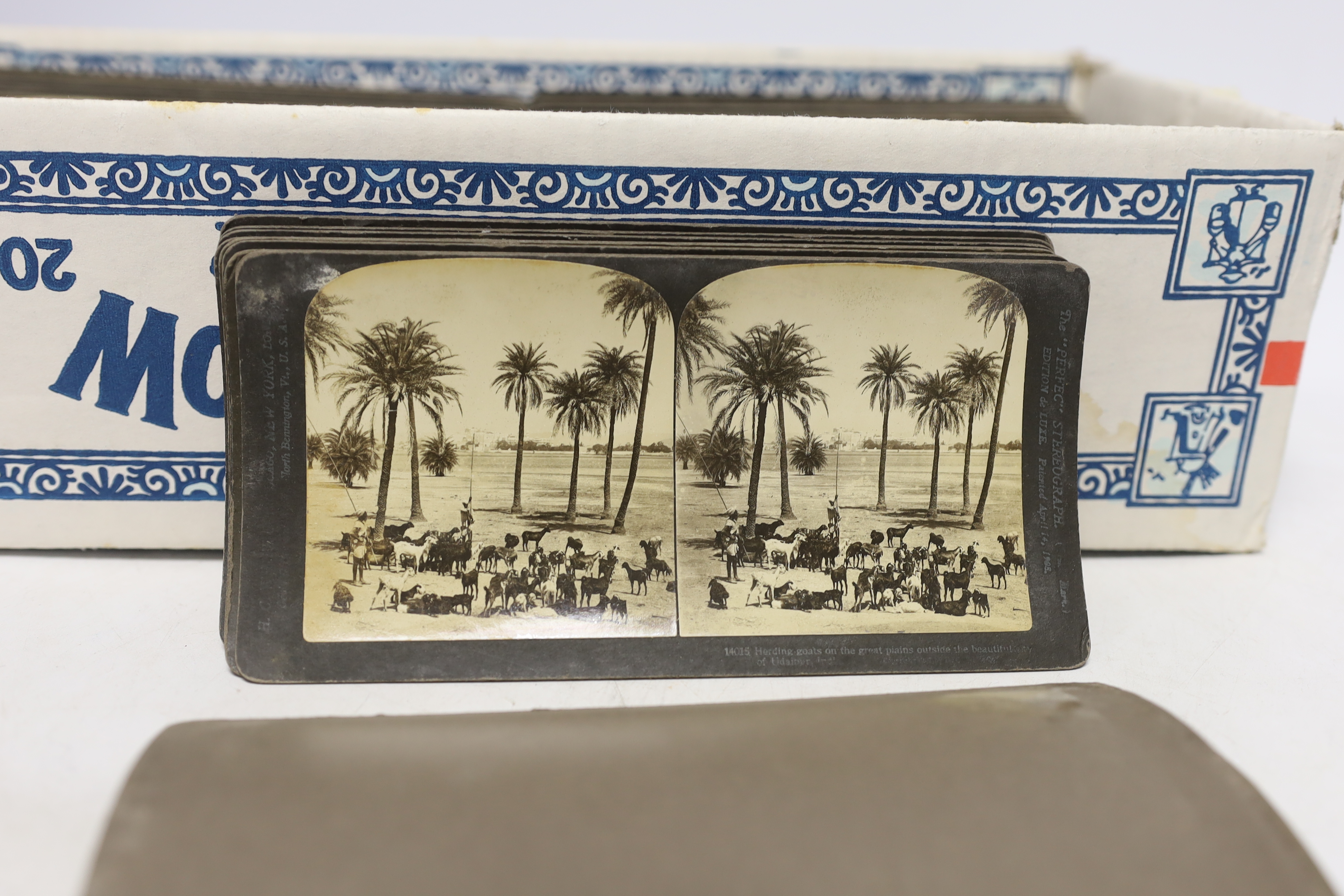 A Stereoscope viewer and slides, mostly topographical including Middle Eastern scenes - Image 3 of 5
