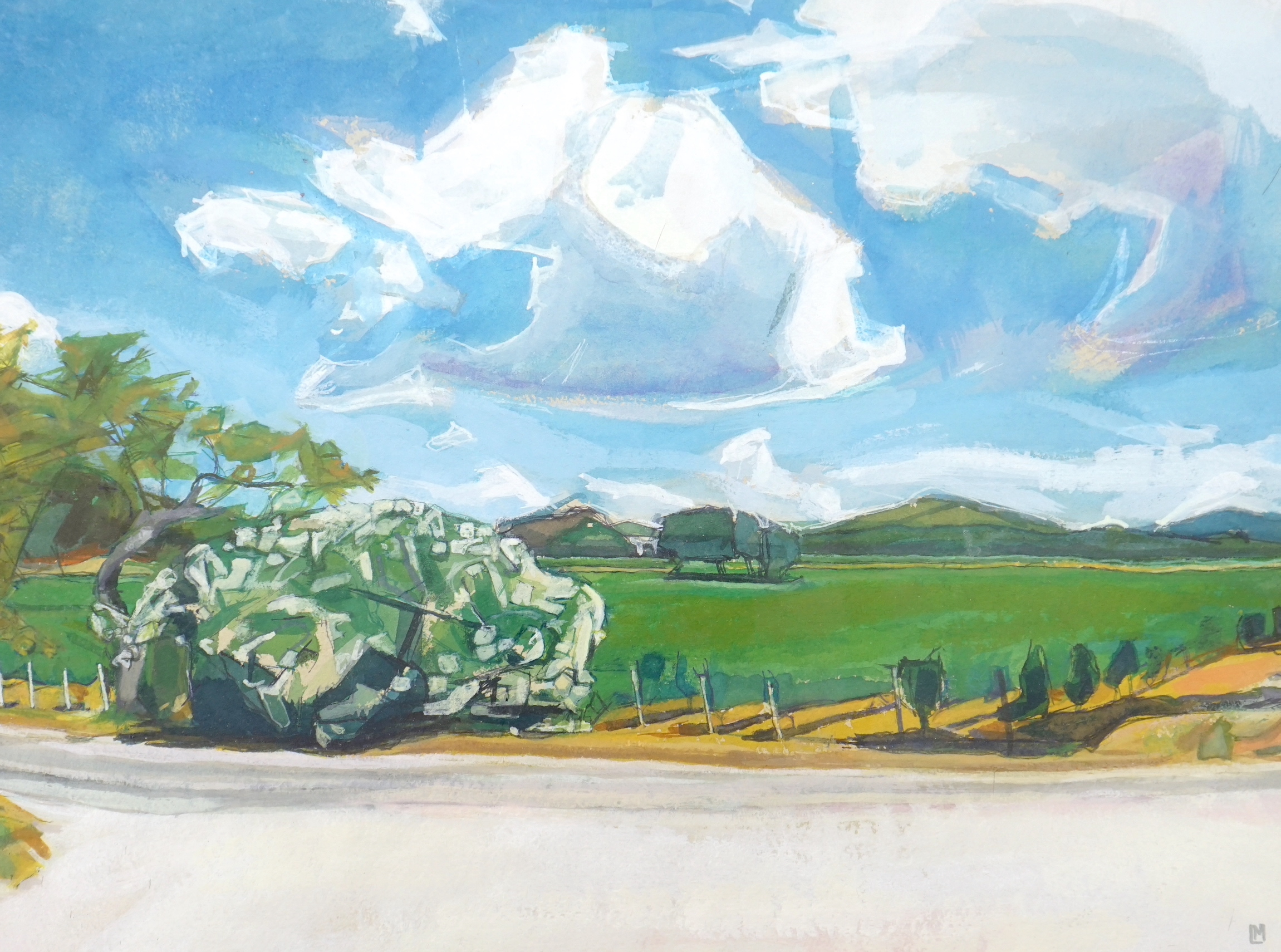 Lisa Micklewright, watercolour, 'View near Bregacon', monogrammed, 26 x 35cm - Image 2 of 5
