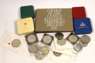 British QEII coins to include Royal Mint proof silver jubilee crown 1977, proof silver marriage of