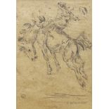 Attributed to Olaf Carl Wieghorst (1899-1988), pencil, Western rider on horseback, signed, 25 x