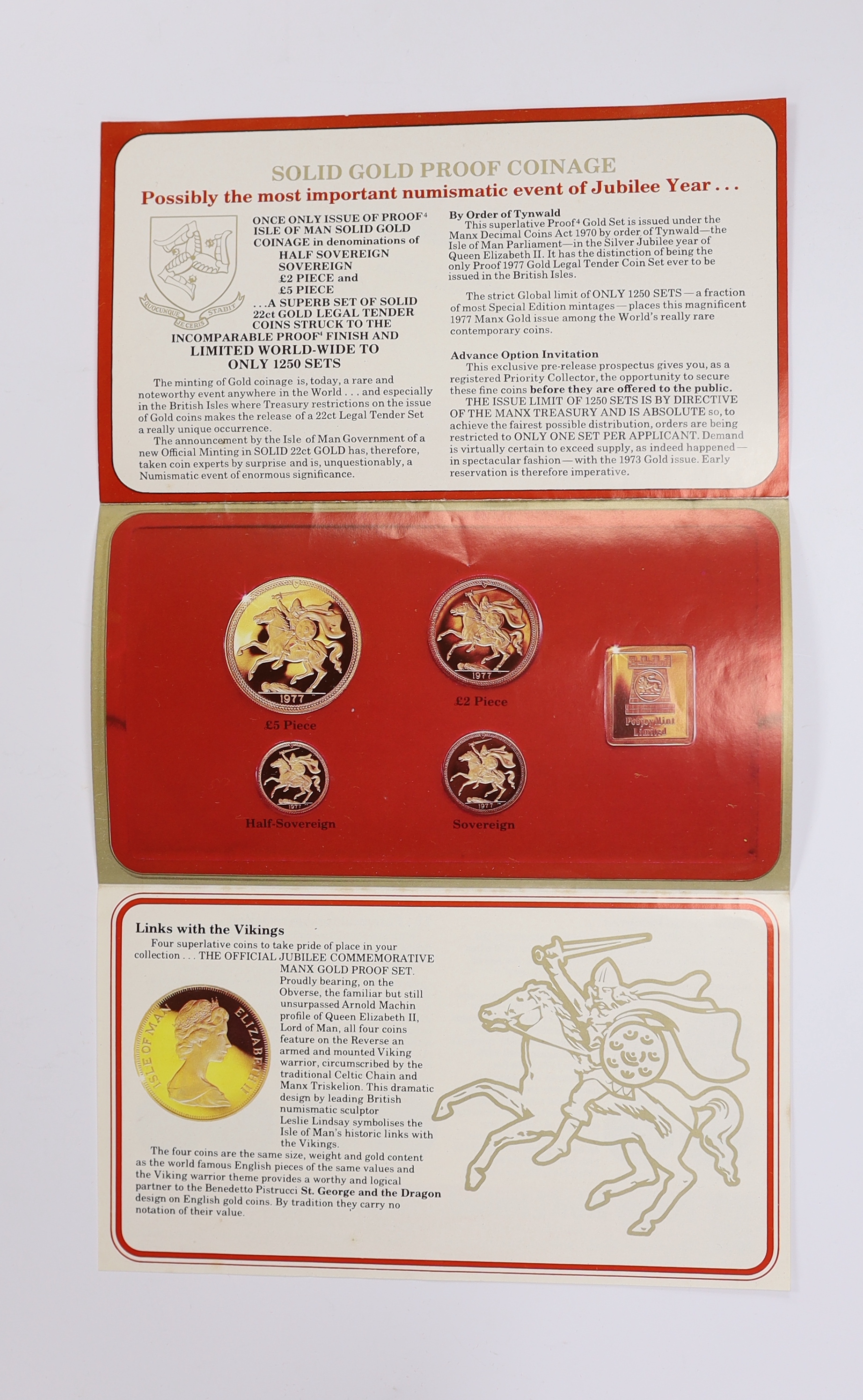 Gold coins - Isle of Man proof gold coin set, comprising half sovereign, sovereign, £2 and £5 coins, - Image 5 of 5