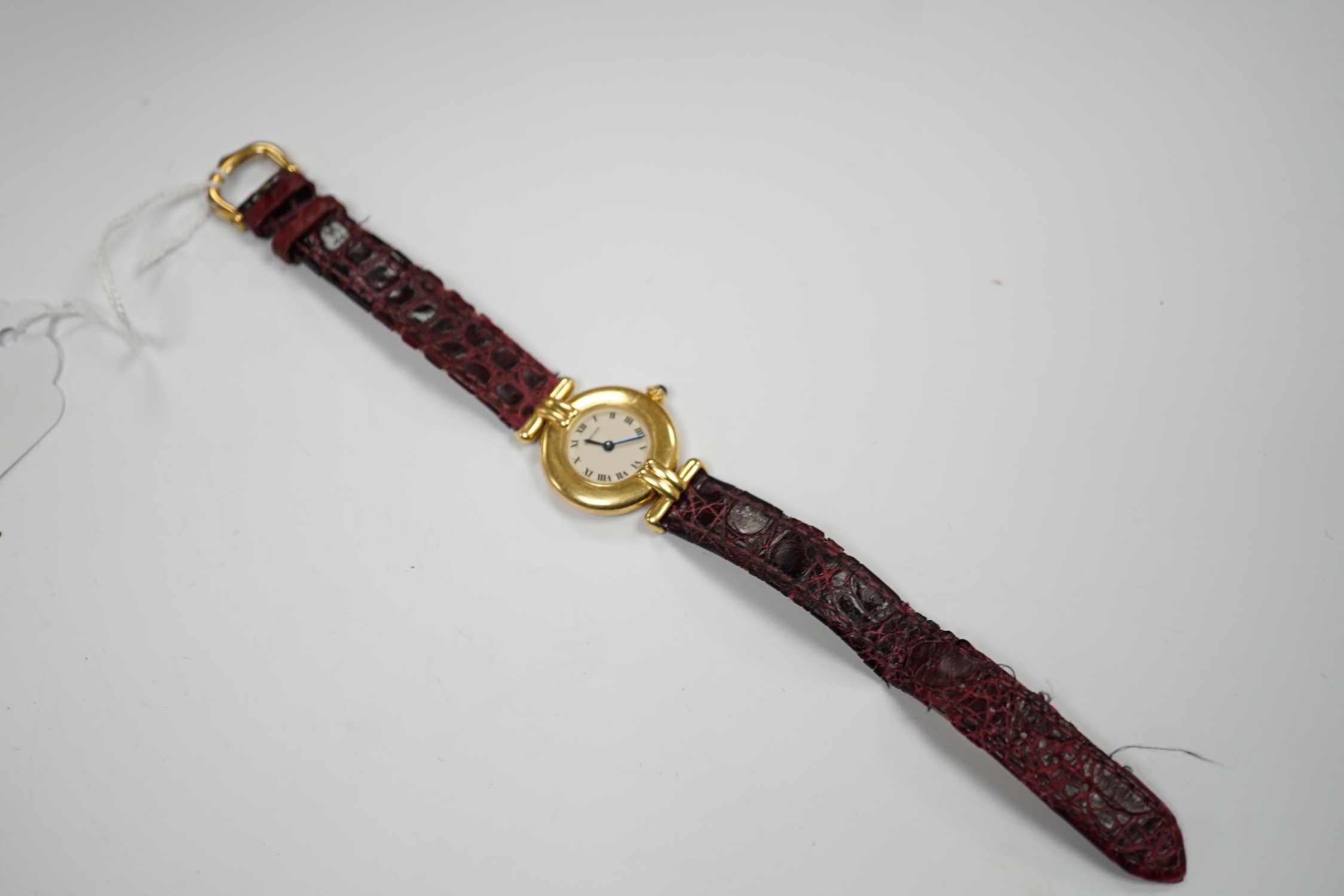 A lady's Cartier 18k Rivoli quartz wrist watch, with circular Roman dial and Cartier pouch and - Bild 2 aus 5